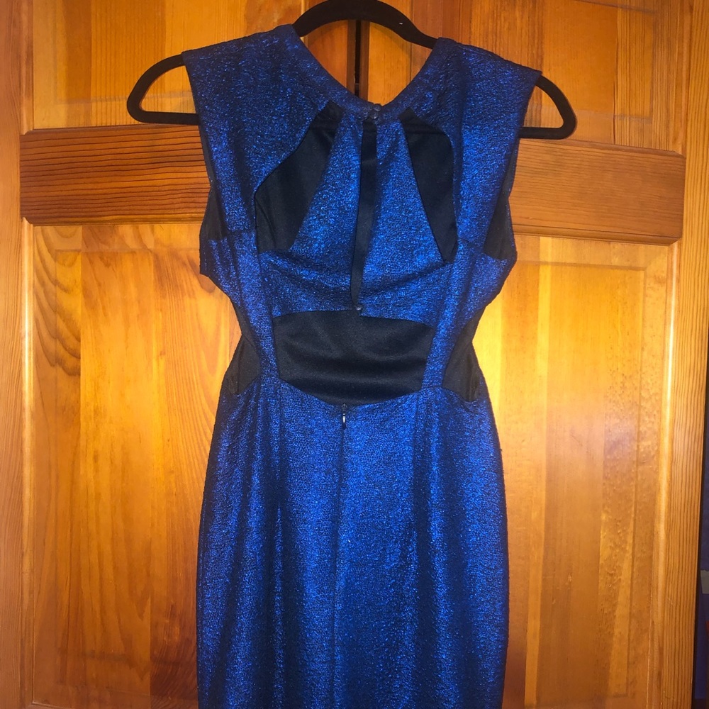Blue cobalt cut out bodycon dress high neck - Picture 3 of 10
